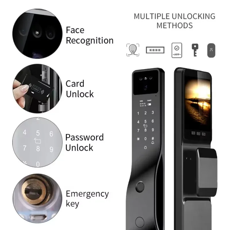 STLF التلقائي بصمة الإلكترونية قفل البيومترية واي فاي قفل ذكي تويا ثلاثية الأبعاد التعرف على الوجه قفل الباب الرقمي مع