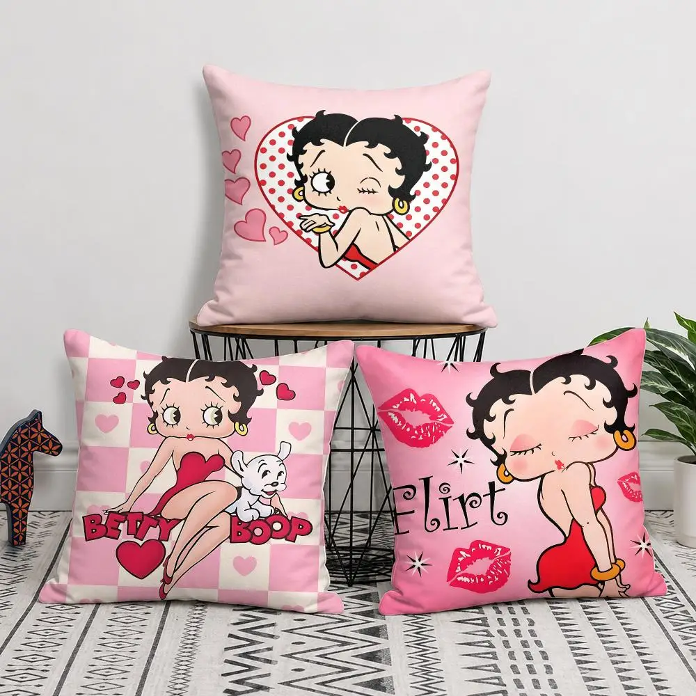 B-Boop-fashion B-Betty Cushion Cover Silky Short Plush Invisible Zipper Dustproof Sofa Pillow Case For Home Decor