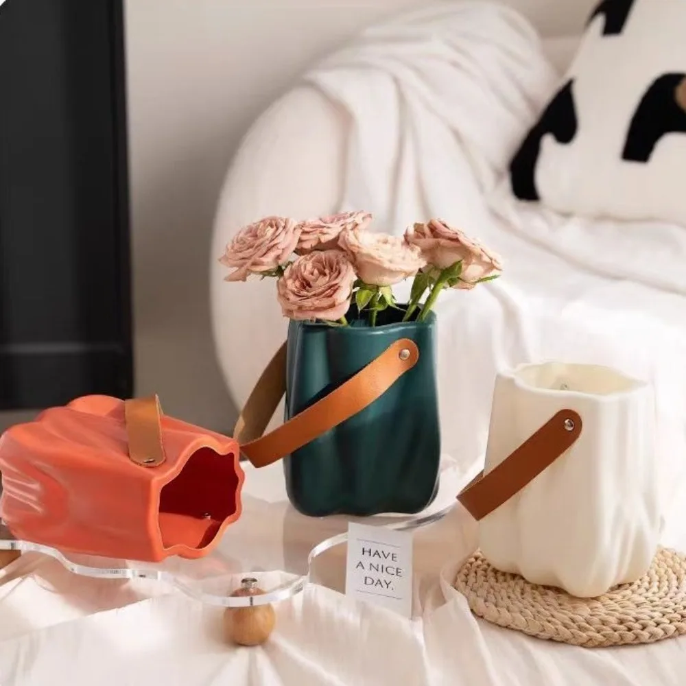 New Handheld Handbag Vase Plastic Water-fed Flowers Flower Pot DIY Niche Decoration Household Supplies
