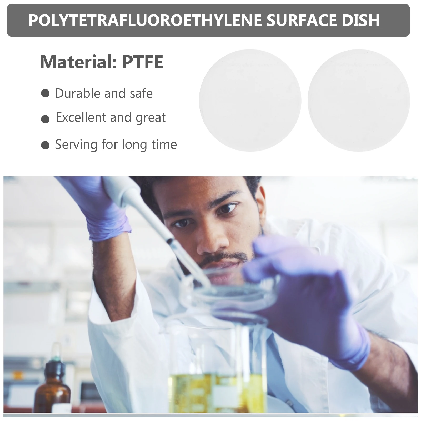 

1Pcs Laboratory Ptfe Round Watch Dish Multi Functional Chemical Cover Teaching Tool for Laboratory Experiment School Use