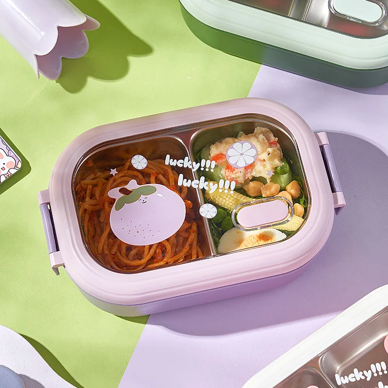 Stainless Steel Liner Lunch Box Portable Food Container Separate Heatable Lunchbox for Students School Office Insulated Food Box