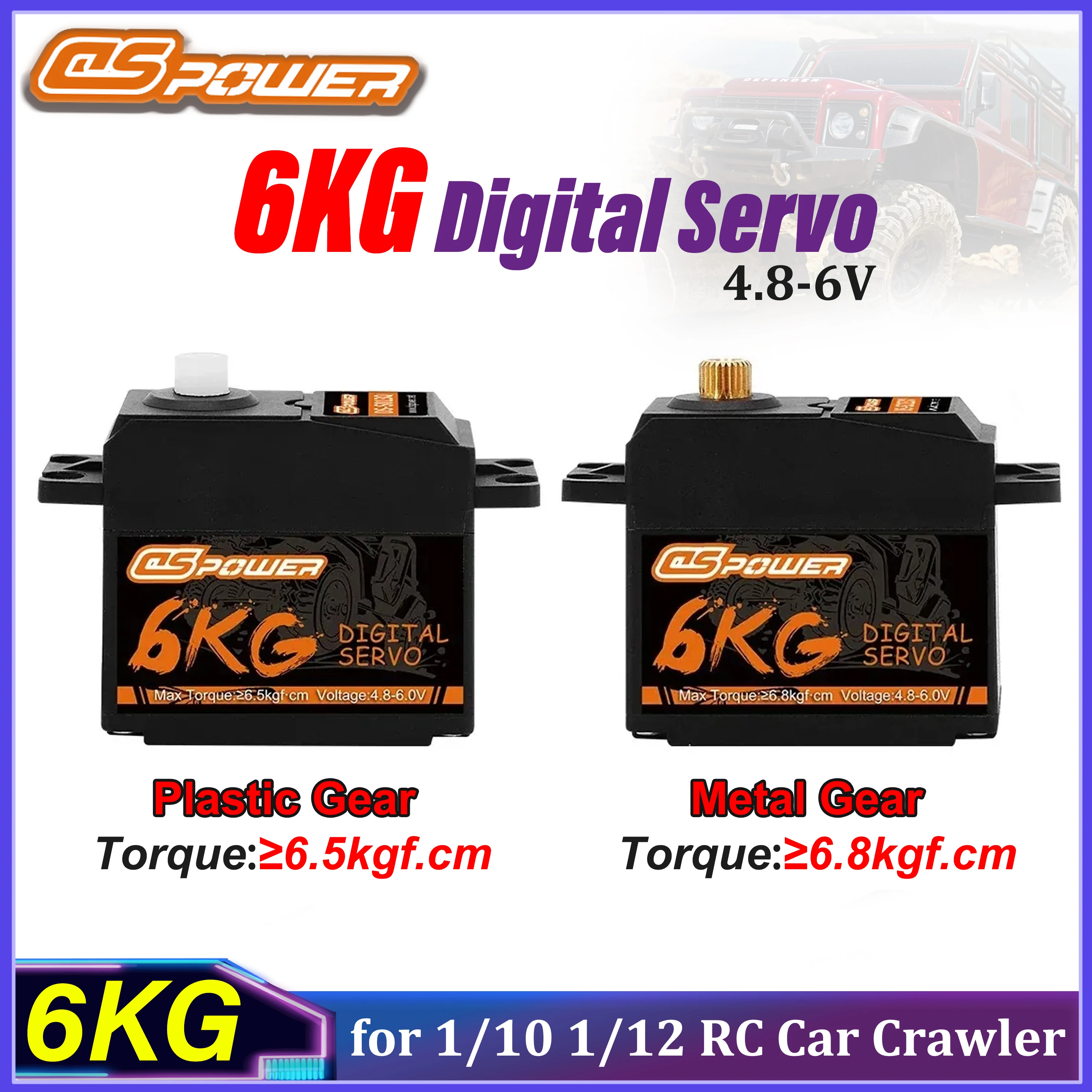 DSPOWER 6KG Waterproof Digital Servo Plastic/Metal Gear 25T Arm for 1/10 1/12 RC Car Truck Crawler Wltoys 124018 124019 SCX10