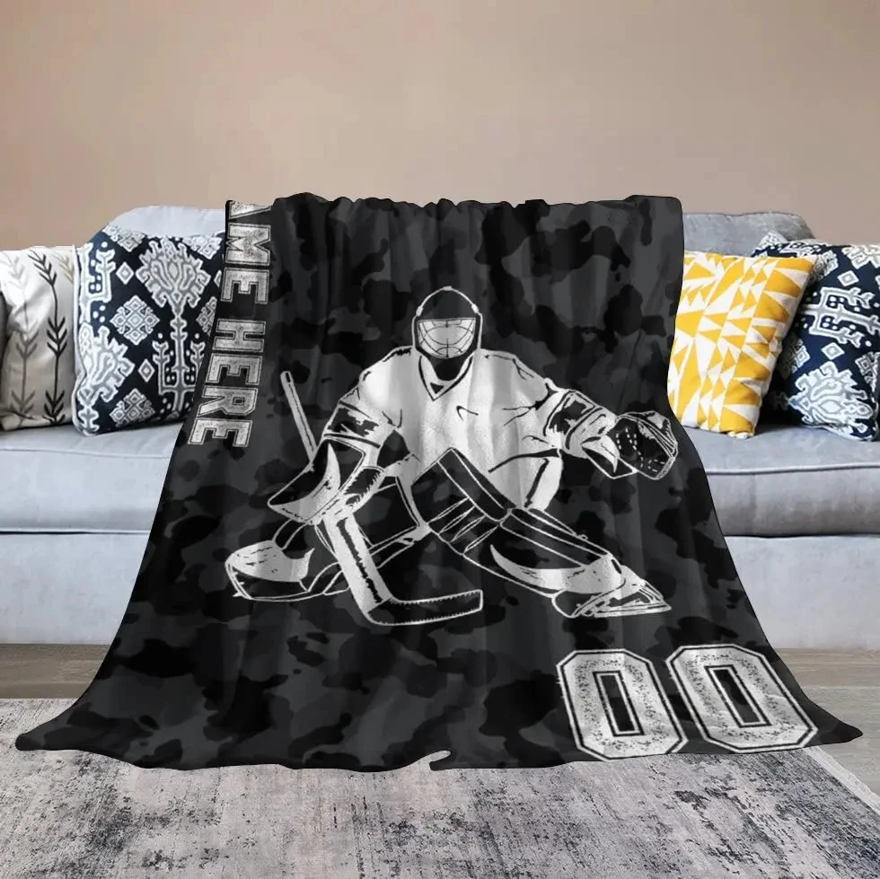 

Ice Hockey Throw Blanket Winter Sport Game Flannel Blanket Sporting Competition Sofa Couch Office Flannel Blankets for Boys