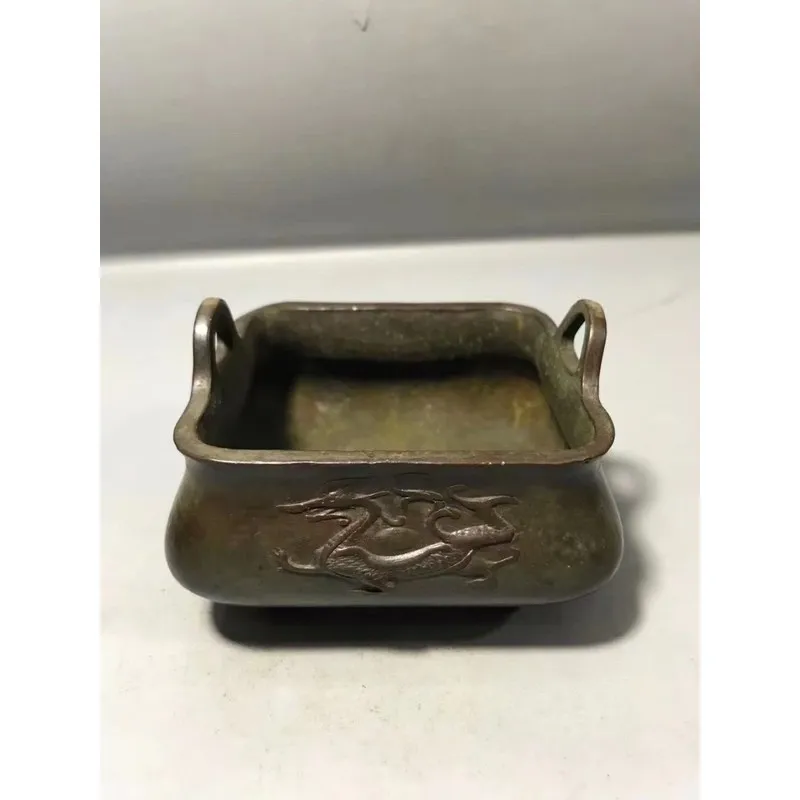 Four Beasts Collection, Ming Dynasty Xuan De Style, Square Alloy Incense , Double-Eared Aromatherapy Burner