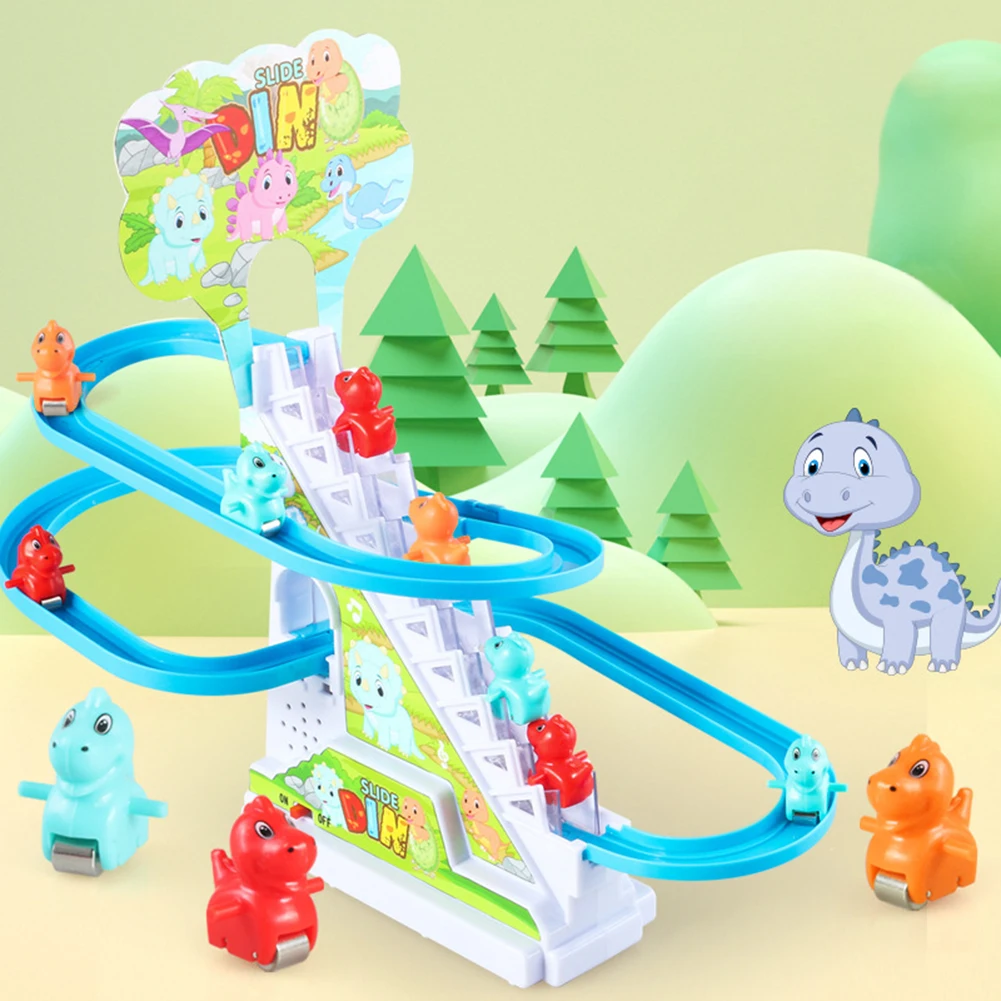 

Electric Track Slide Toys Assembly Design Electric Dinosaur Stair Toy Early Education Exercise Hands On Skills for Kids Child
