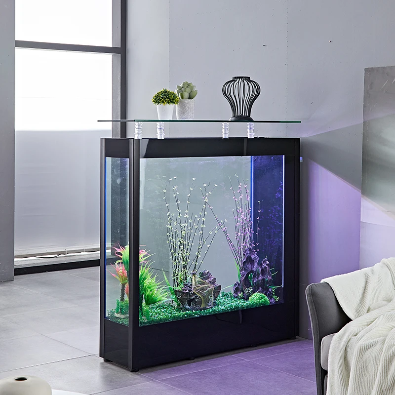 Living room office household light fish tank rectangular simple modern large and medium-sized glass aquarium ecology
