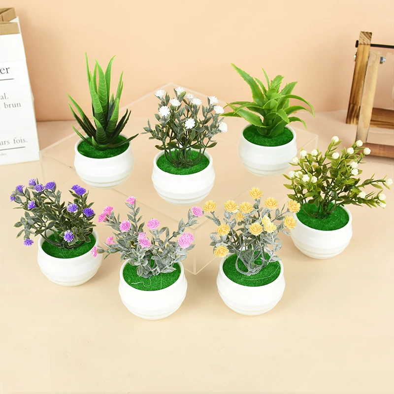 

Mini Artificial Aloe Plants Bonsai Small Simulated Tree Pot Plants Fake Flowers Office Table Potted Ornaments Home Garden Decor