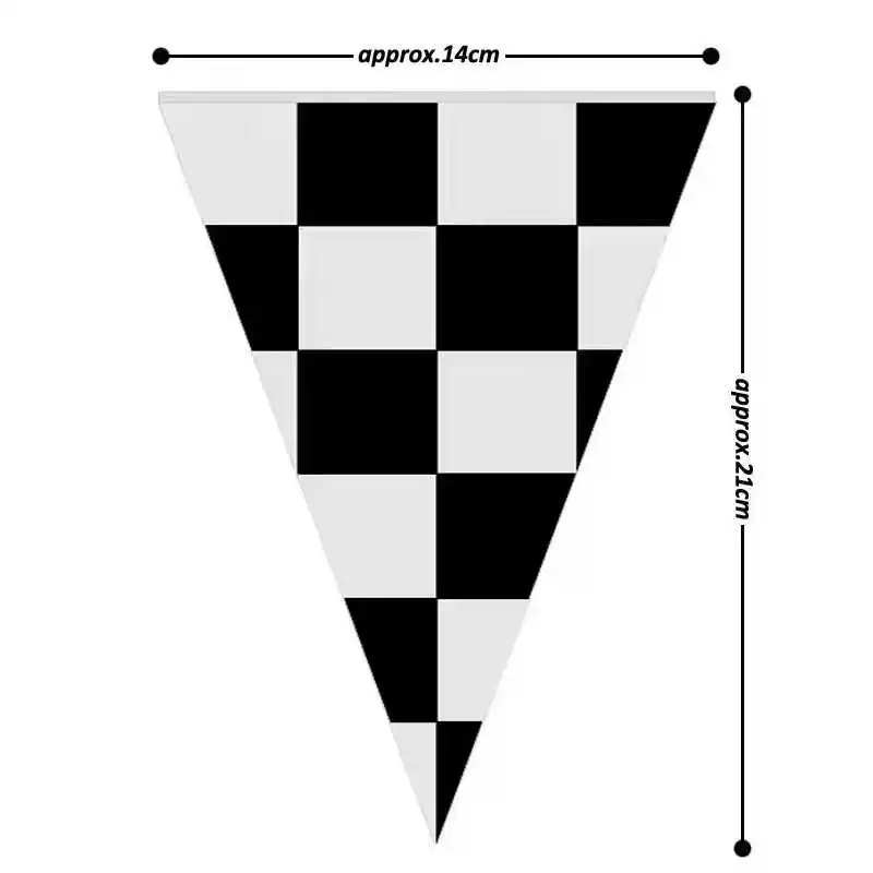 38 Triangle Checkered Flag Auto Race F1 Sport 14x21cm Polyester Black White Chequered Hang String Pennant Flags Bunting Banners