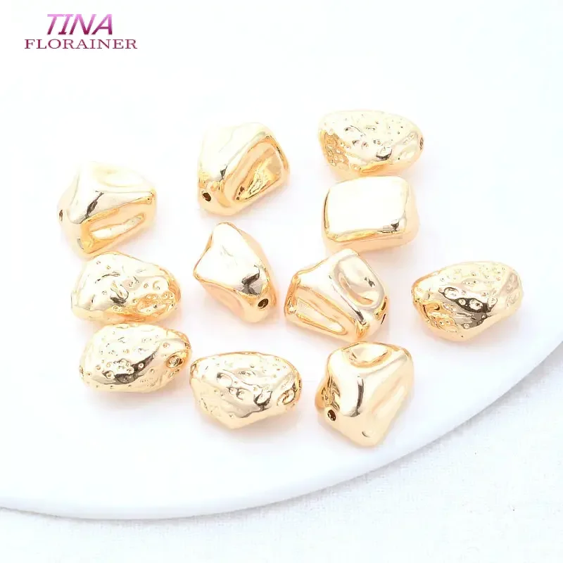 14MM 15MM 14K Gold Color Plated Brass Irregular Spacer Beads Bracelet Necklace Beads High Quality Diy Jewelry Accessories