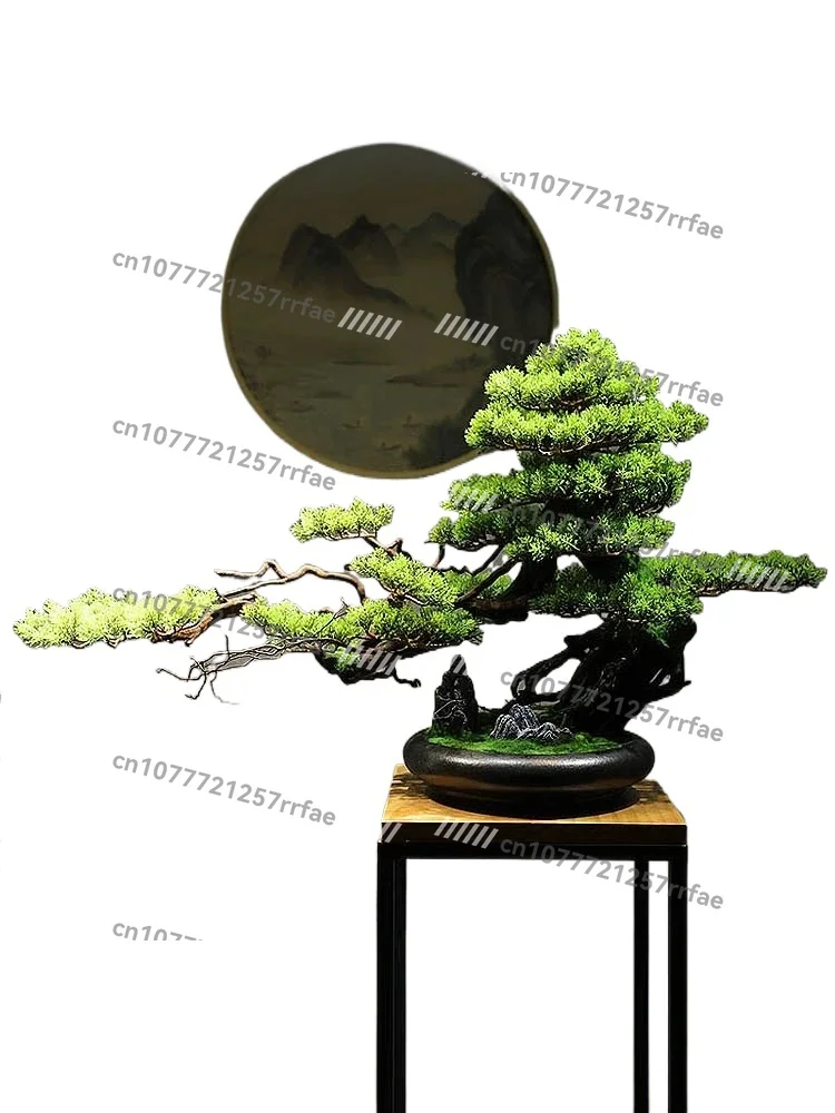

Simulation welcome pine ornaments solid wood living room porch B&B office hotel bonsai green plant decorations