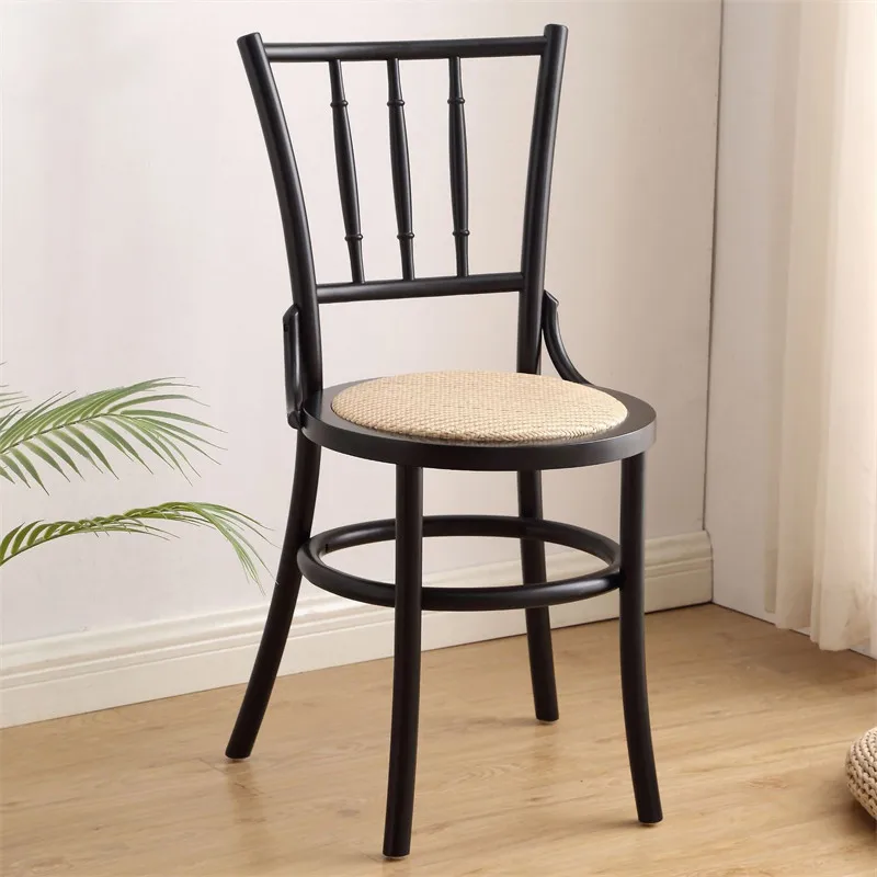 French retro solid wood medieval home restaurant backrest rattan dining chair cafe dessert shop sonnet table chair
