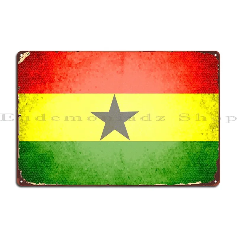 

Ghana Vintage Flag Metal Plaque Poster Wall Decor Wall Cinema Customized Bar Tin Sign Poster