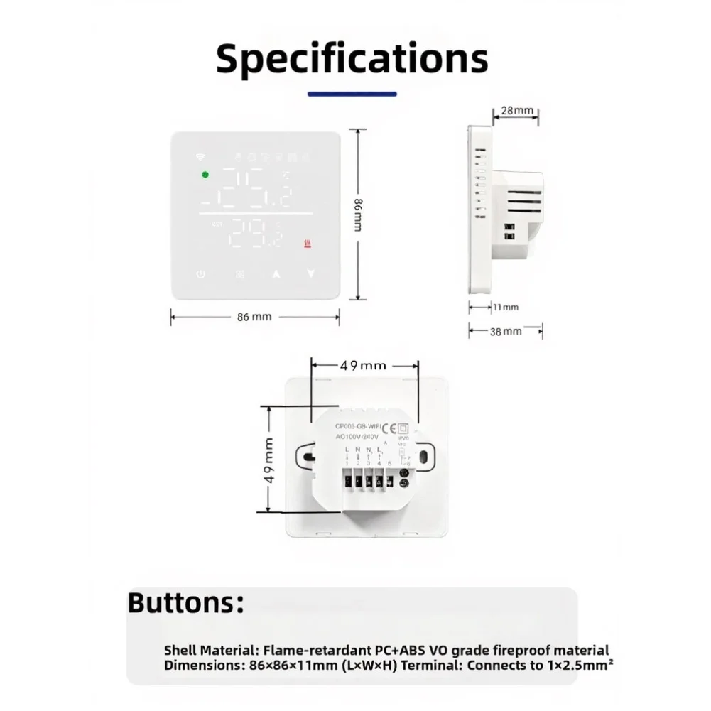 2026 Smart WiFi Thermostat For Underfloor Heating & Boiler, Tuya= APP Remote Control, 7-Day Programmable Temp Controller