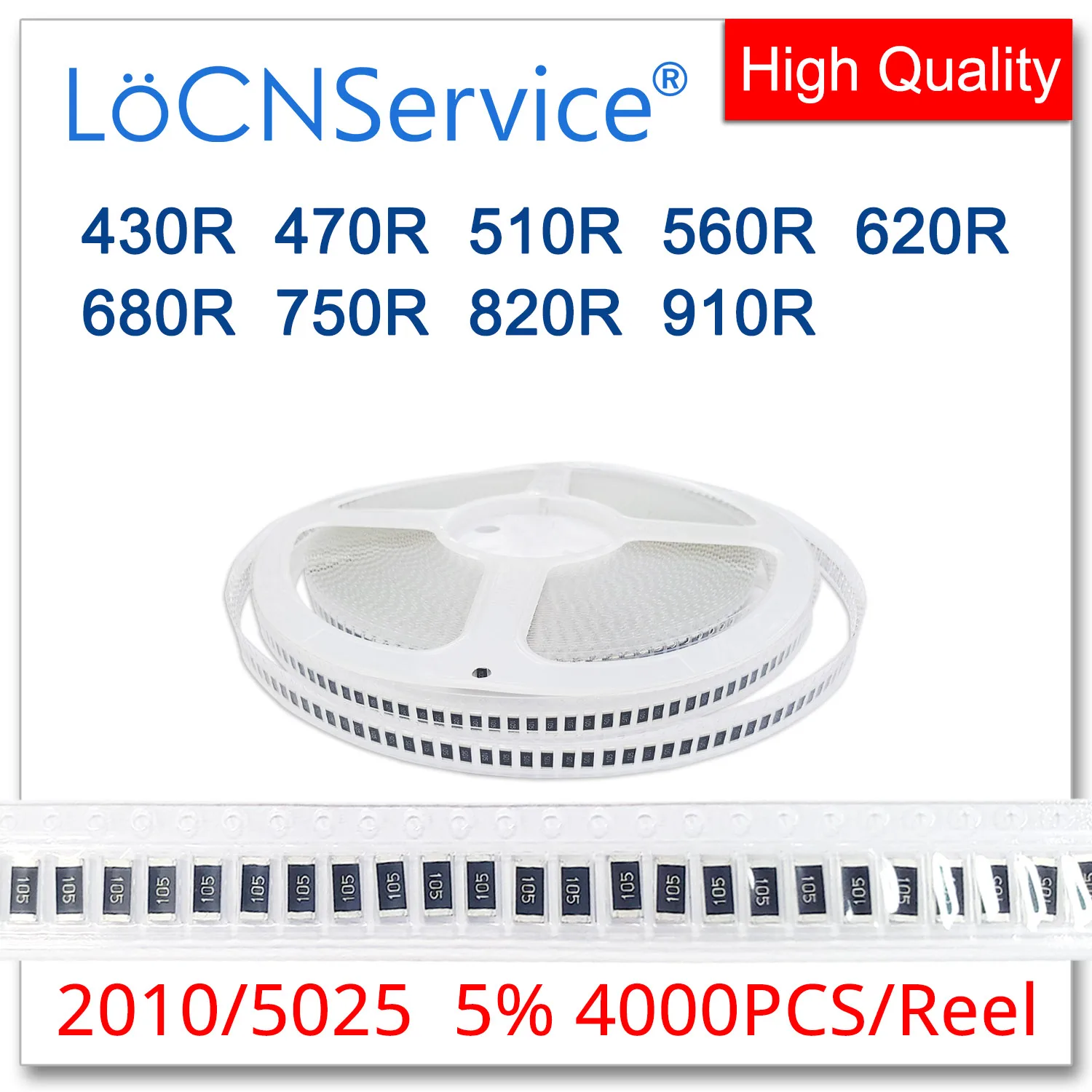 

LoCNService 2010 J 5% 4000PCS 430R 470R 510R 560R 620R 680R 750R 820R 910R High quality smd 5025 resistor OHM