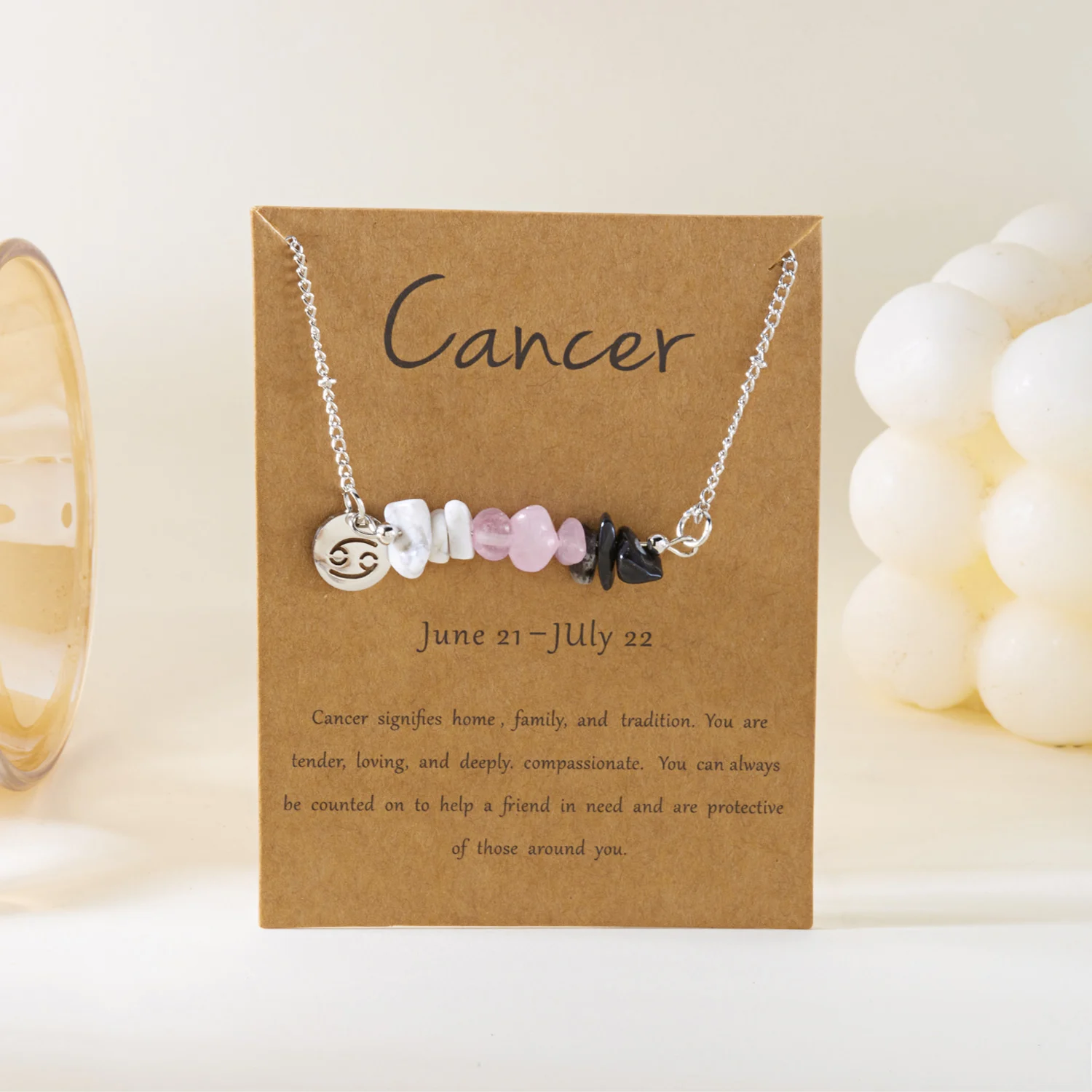 12 كوكبة الحجر الطبيعي قلادة الفولاذ المقاوم للصدأ عقد قصير للنساء الرجال زودياك تسجيل غير النظامية الحصى المختنق سلسلة #1