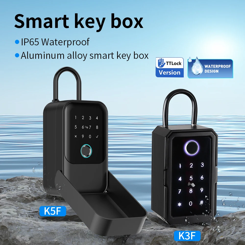 Cassetta di sicurezza con chiave impermeabile custodia intelligente per impronte digitali scatola di sicurezza con chiave segreta Tuya o TTlock App Bluetooth a WiFi Hub Unlock lucchetto