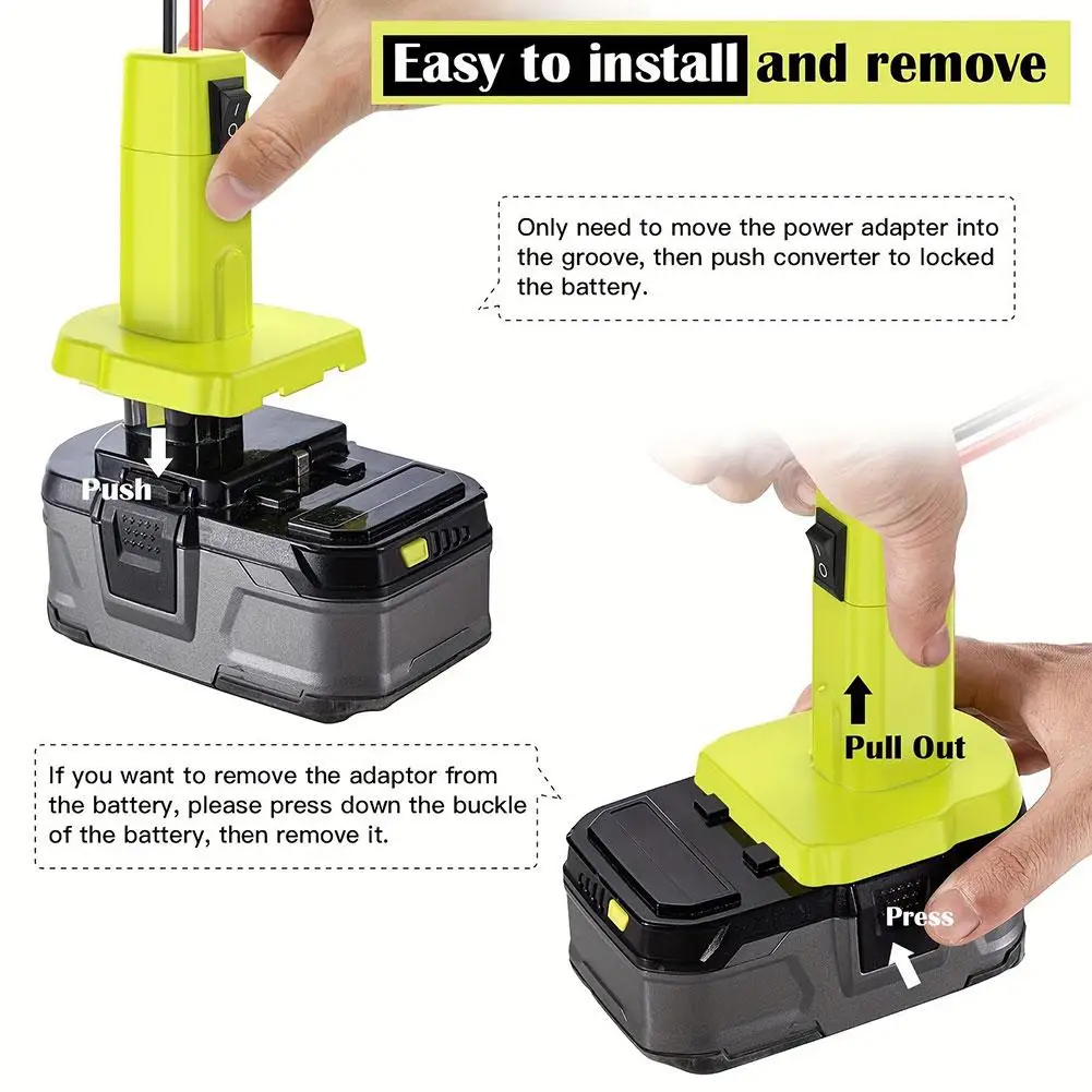 Jumper Cables Adapter For Ryobi 18V Battery, 12AWG 5.9FT Portable Battery Jump Starter Automotive Booster Cables Power