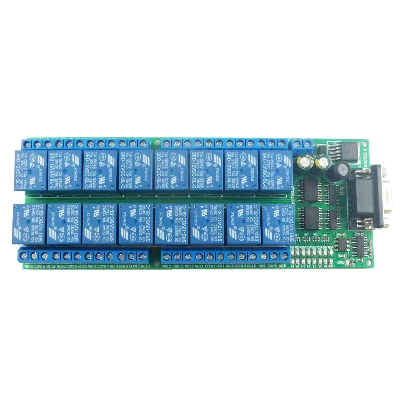 16-Channel 12VDC Smart Home diy RS232 Serial COM Controlled Relay Board DB9 UART AT Command Switch Module