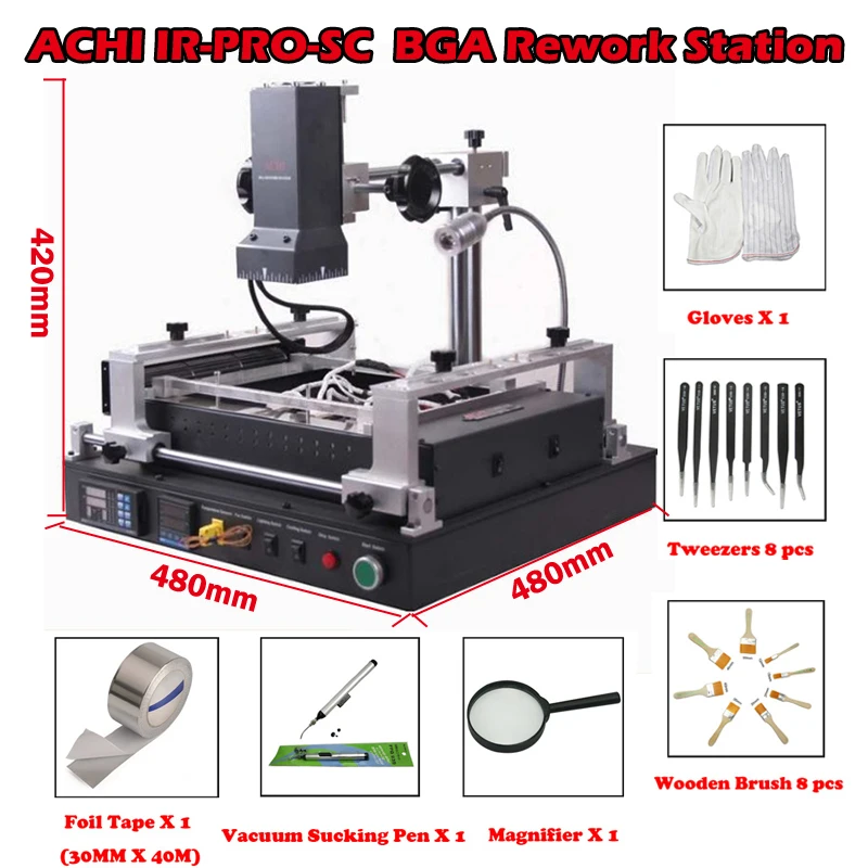 

ACHI IR-PRO-SC Infrared BGA Soldering Rework Welding Station 2800W For Motherboard Chip PCB Repair Machine 450x300mm