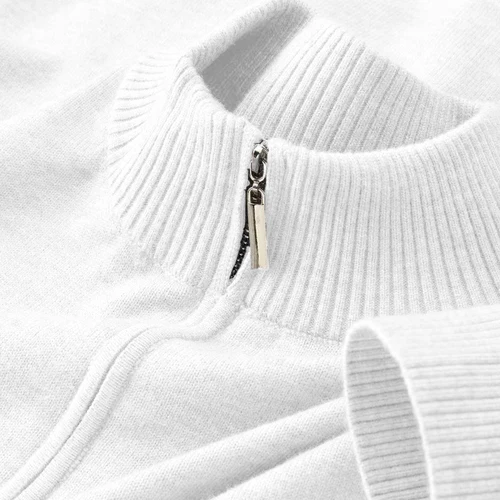 Imagen 2 del producto Otoño hombres cuello alto medio cremallera suéteres prendas de punto jerseys Color sólido manga larga Polo suéter masculino Casual abrigos cálidos diarios