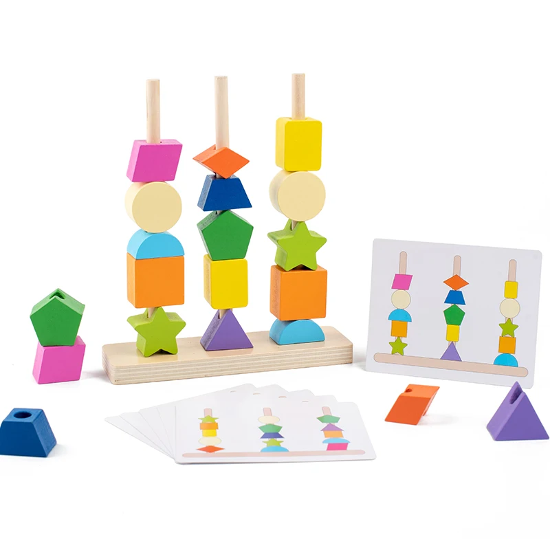 Jeu de décennie s de Construction Montessori en Bois, Puzzle de Formes Assorties, Cadeau pour Enfant