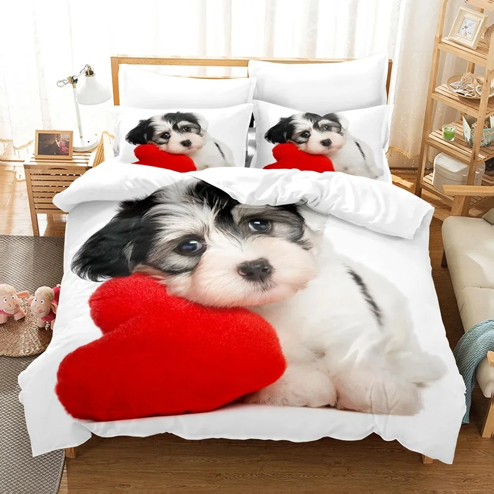 2014 Cute dog Bedding Set Single Twin Full Queen King Size Pet dog Bed Set and Teenager Bedroom Duvetcover Sets 3D Print