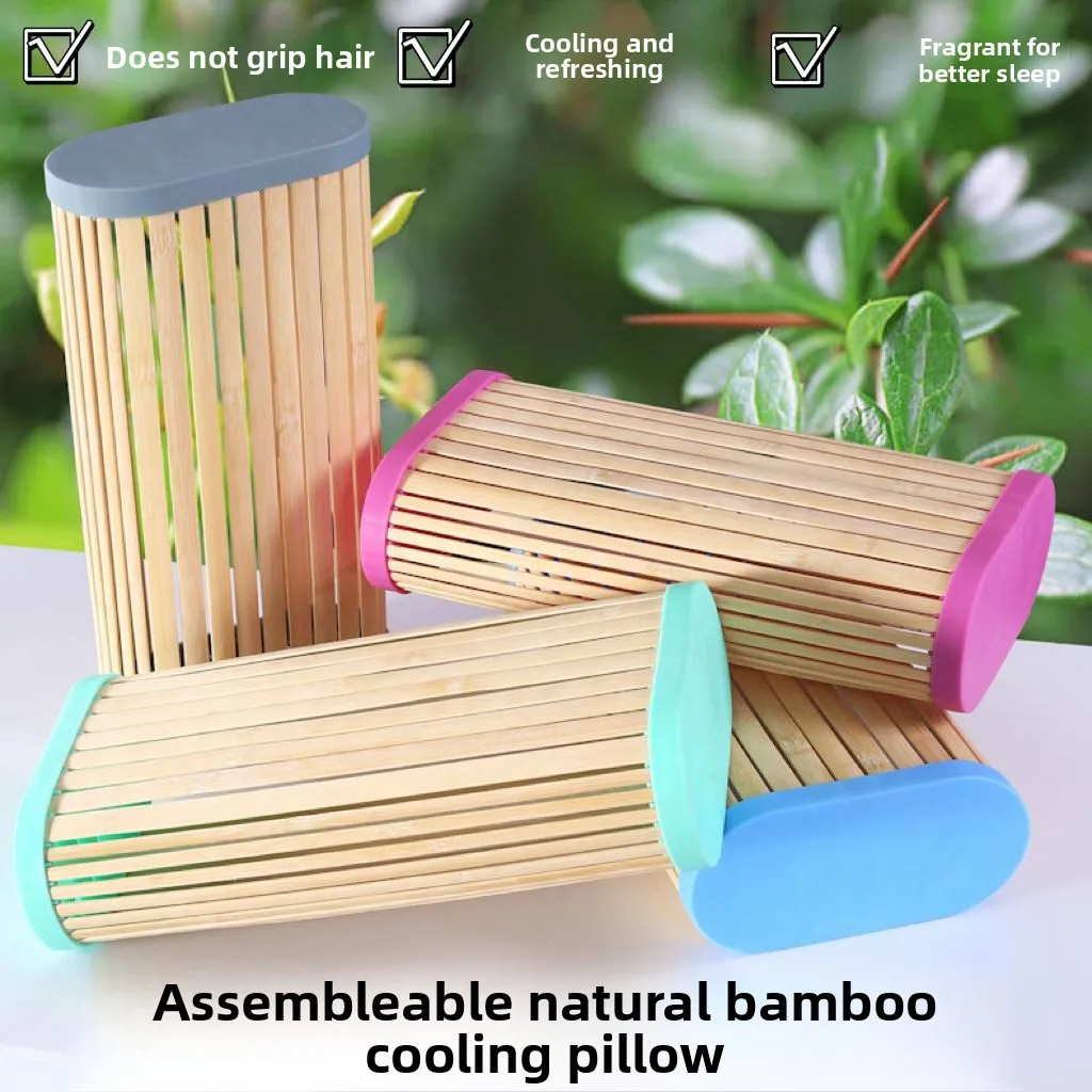 Summer Cooling Bamboo Strip Pillow Double-Sided Hollow Breathable Assembly Neck Pillow Non-Tangle Hair Natural Bamboo Fiber