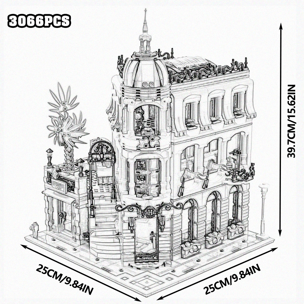 Creative Expert Bricks Bank Cafe Corner MOC Street View City Model House Pet Shop Town Hall Downtown Diner Bouwstenen Speelgoed