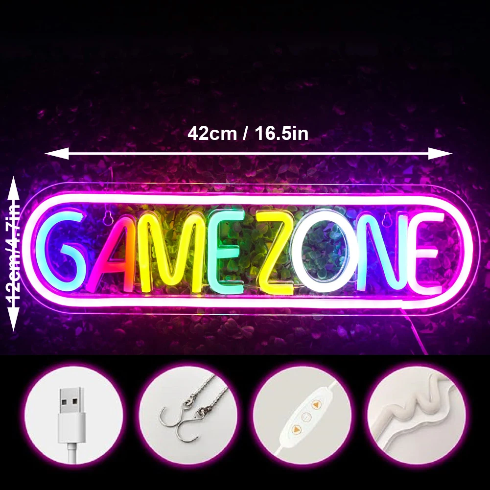 Colorful LED Neon Sign for Gaming Room - Gamer Wall Art Aesthetic Decor for Bedroom, Game Cave, Bar | Christmas Birthday Gift