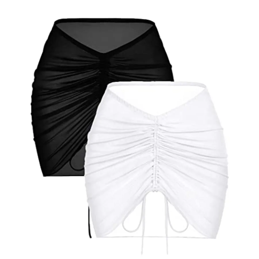 

AI'MAGE Комплект из 2 предметов: пляжная юбка-накидка и прозрачный сетчатый саронг для купальника, размеры S-XXL