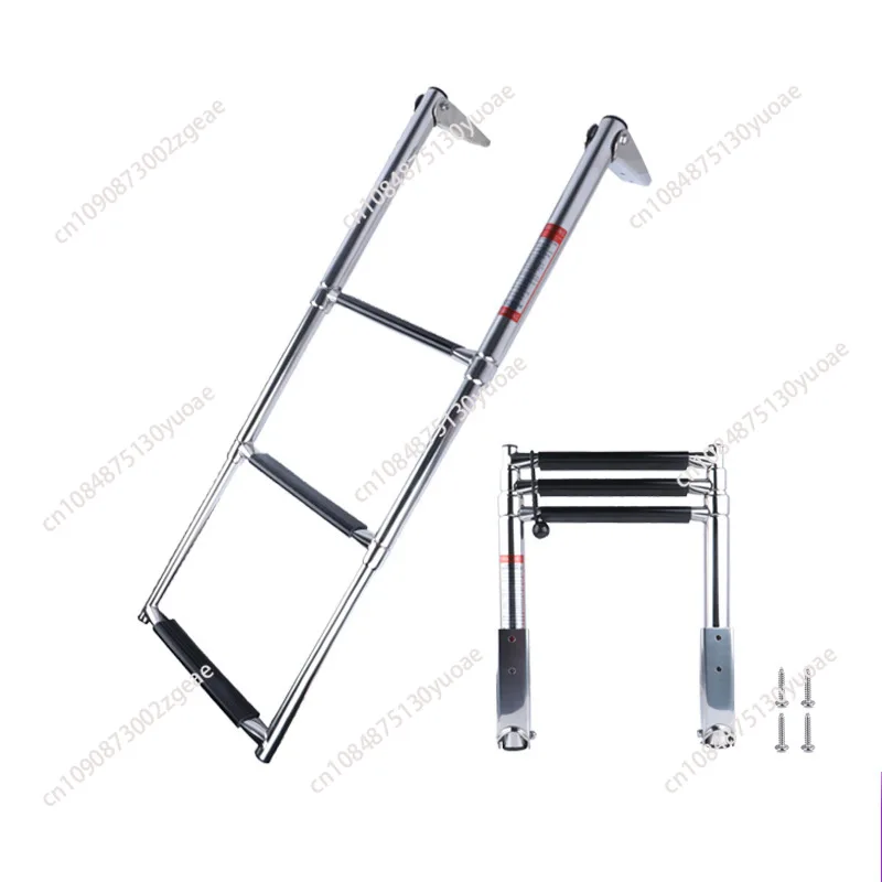 Stainless steel folding telescopic ladder three-section ladder anti-rust marine hardware yacht accessories