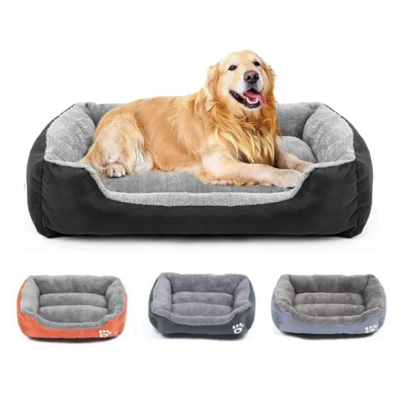 Large Square Nest S-3XL Pet Large Dog Bed for Small Medium Dogs Soft Fleece Nest Big Dog Sofa Bed Winter Warm Cat House for Pet