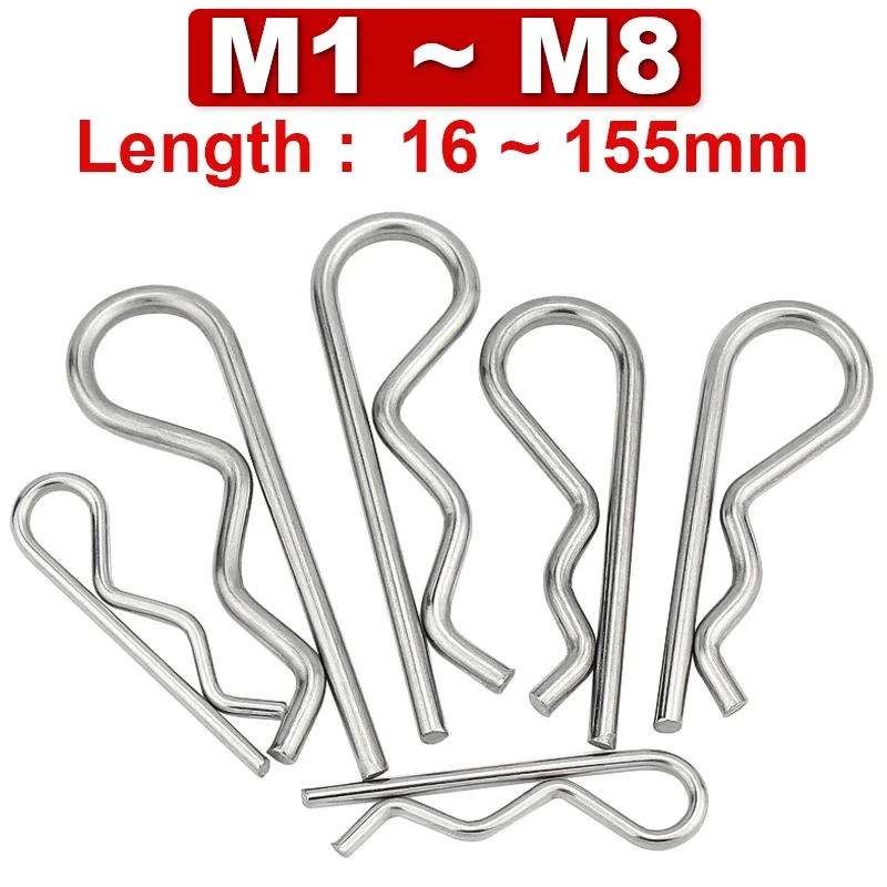 1/40pcs 304 Stainless Steel/galvanized Pin B-type Pin R-type Pin Cotter Pin Wave Circlip Card Pin Hairpin Pin Bolt Spring Steel