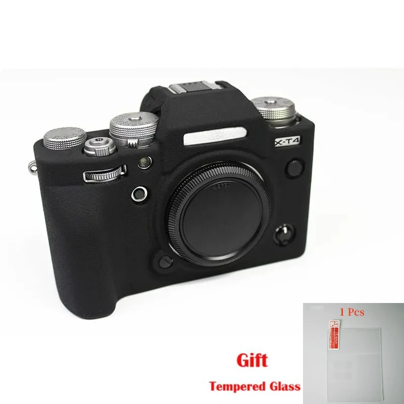 

Protective Body Case Skin protector cover Camera Bag，For FUJIFILM X-T4, soft rubber case + Tempered Glass LCD Protective Film