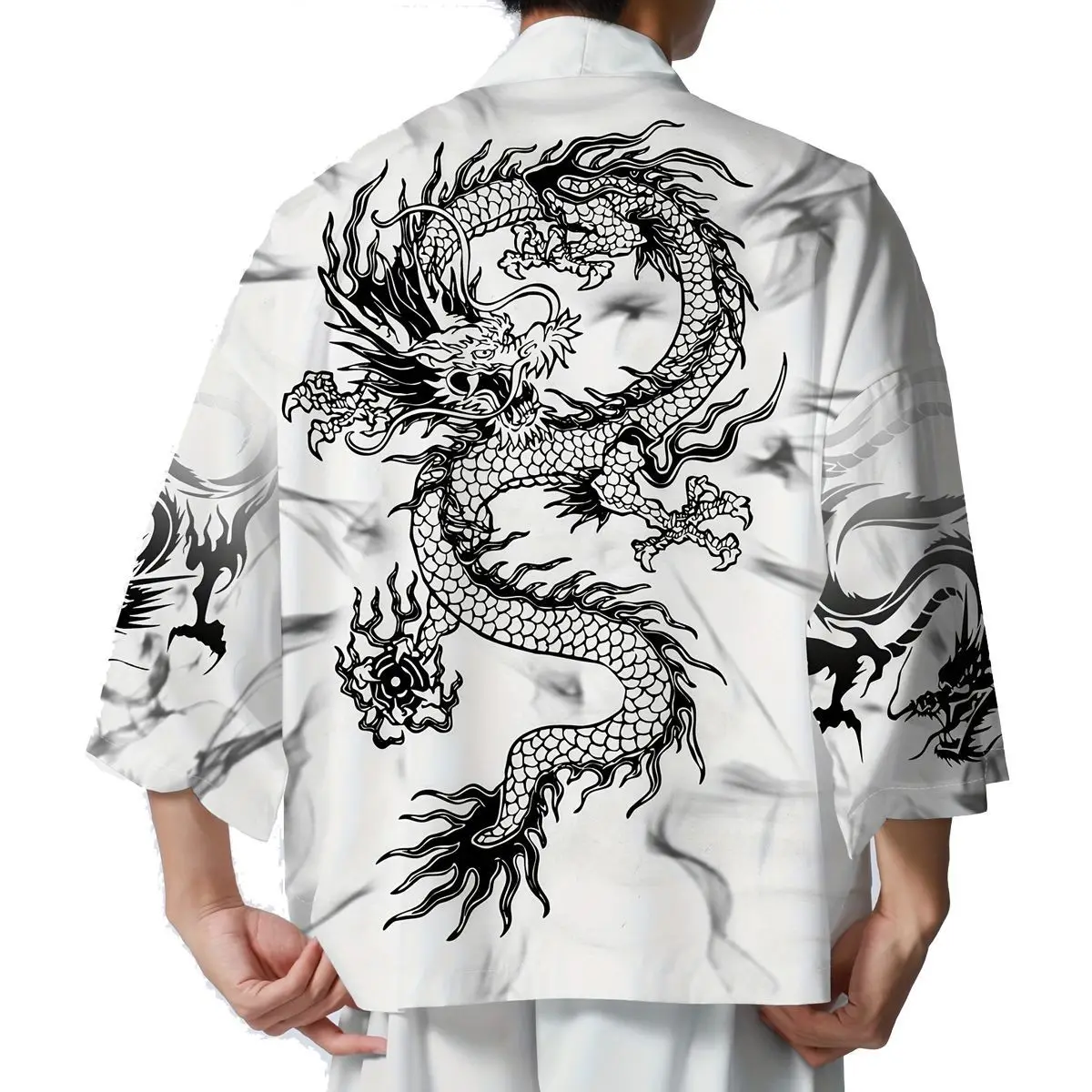 ملابس رجالية صيفية فضفاضة على الطراز الصيني ملابس رجالية رفيعة للزوجين Daoist رداء كيمونو بأكمام ثلاثة أرباع