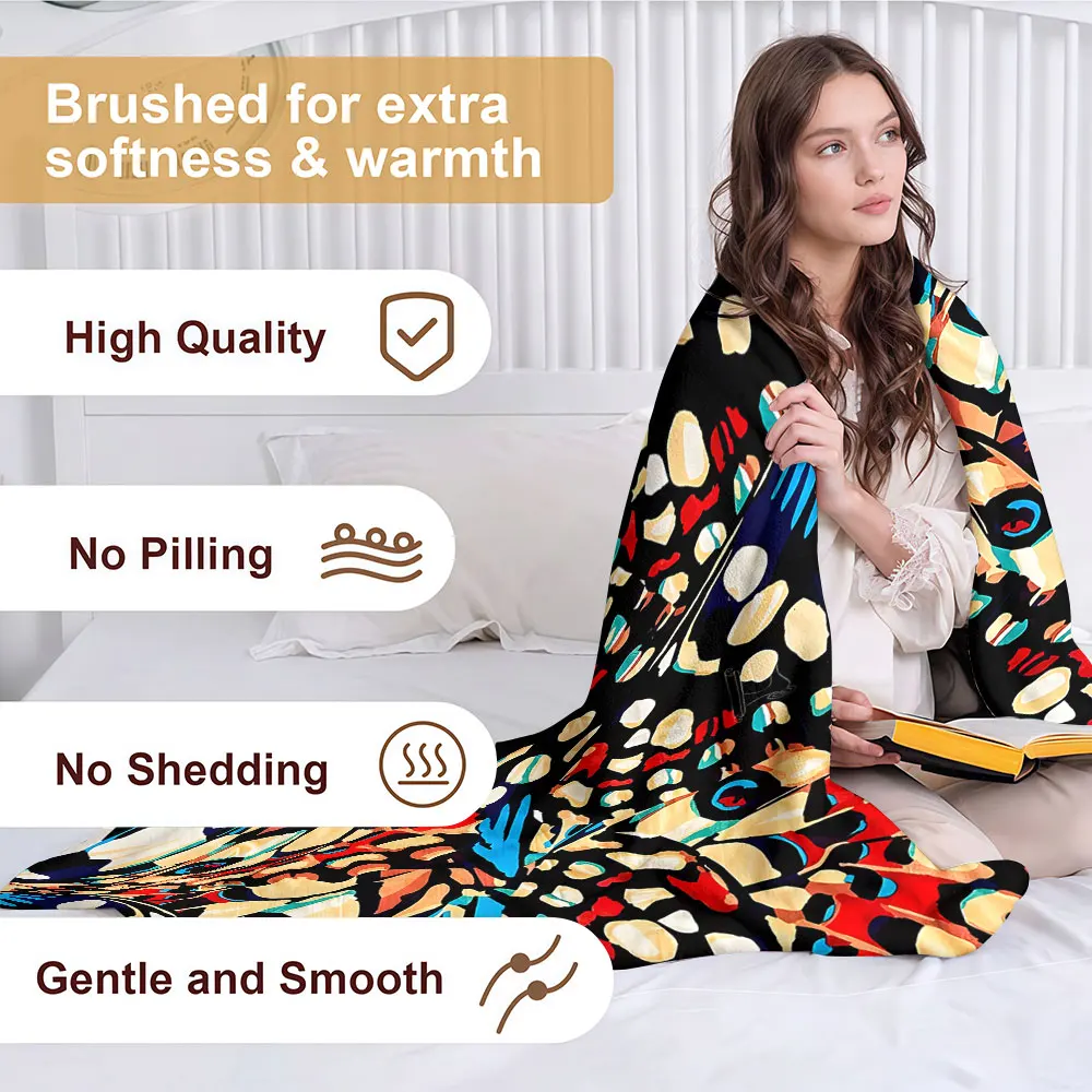 Butterfly Wing Soft Warm Flannel Blanket Lightweight Cozy Christmas Halloween Home Decor Room