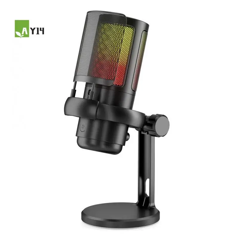 AY14 -Gaming RGB Microphone, USB PC Mic For Streaming, Podcasts, Recording, Condenser Computer Desktop Mic On For Mac/PS4/PS5
