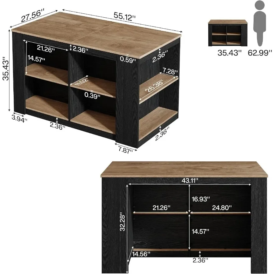 55-Inch Bar Table with Storage and Seating Space