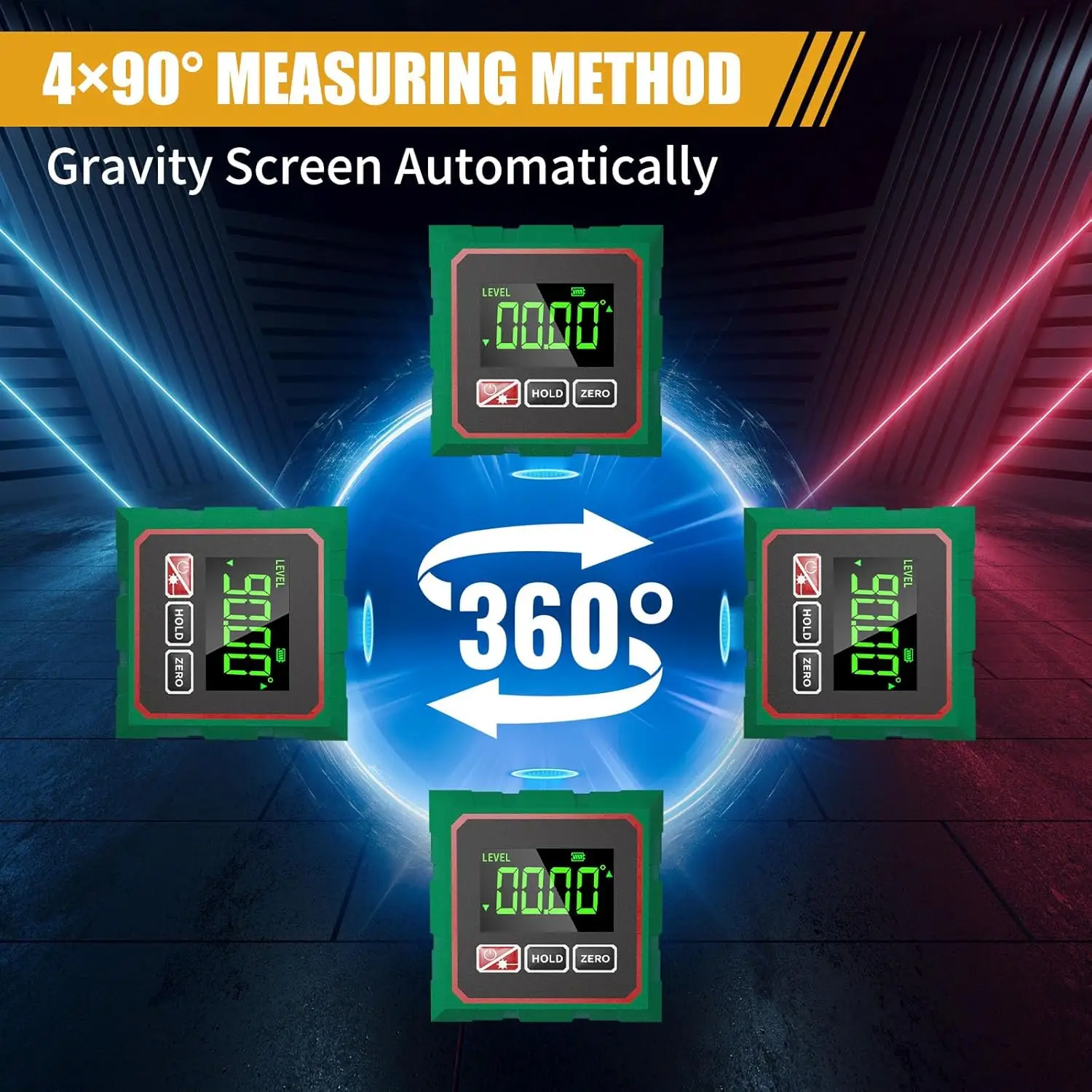 

NEW 360° LCD Electronic Protractor Inclinometer Measuring Tool Magnetic Digital Angle Finder with Electronic Laser Gauge Ruler