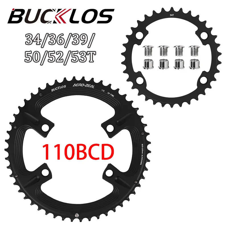 BUCKLOS 110BCD Bicycle Chainring 34/36/39/50/52/53T Round Narrow Chainwheel Wide Road Bike Crankset Tooth Plate for Shimano