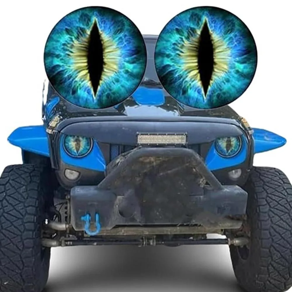 

1 Pair Beast Eyes Decals New Round Eye Jeep Headlights Headlight Decals Bumper Decoration Headlight Decal 3D Stereo Eyes Car