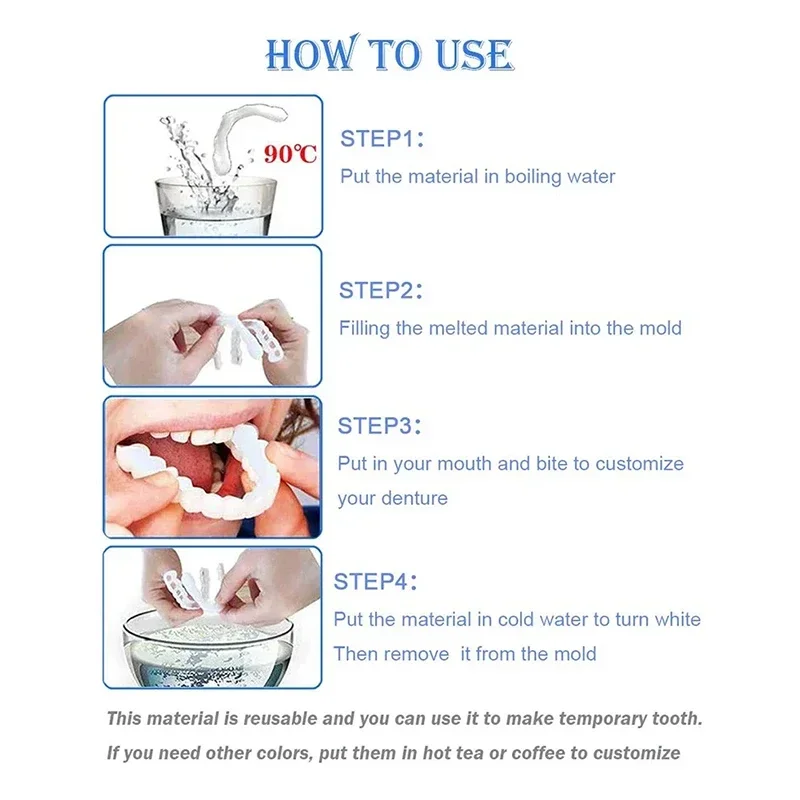 

Veneer Snap-on Teeth Kit Fake Temporary Tooth Whitening Replacement Temporary Tooth Replacement Men Women Portable Nursing New