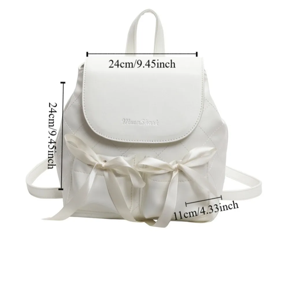 Korean Style Bowknot Backpack Ballet Style Large Capacity Nylon Drawstring Knapsack Double Bow Solid Color Y2k School Bag Women