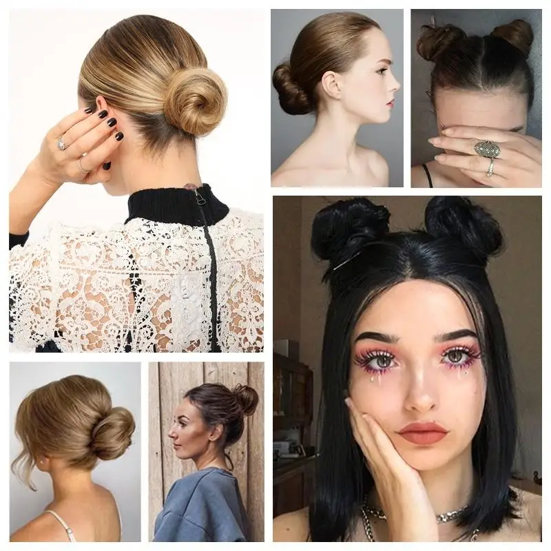 MRS HAIR-Extensions de Cheveux Naturels, Chignon, Queue de Cheval, Postiche, Vrais Cheveux, Bande artificiel astique Flexible, Brun, Blond