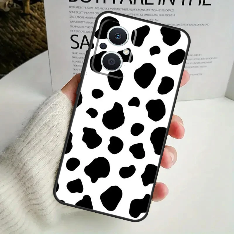 حافظة مطبوعة على شكل بقرة بيضاء وسوداء لهاتف OPPO Reno 12F 13F 14F 10 11 12 13 14 Pro 8T 7 8 Lite OPPO Find X6 X5 X8 Pro #3