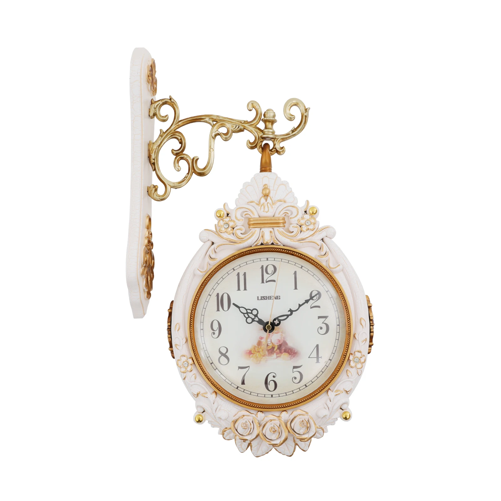 

Cream Color Retro Style Metal Wall Clock, Sturdy Hanging Plate Whisper-Quiet Operation Clear Dial, Fits Living Room/Study/Office