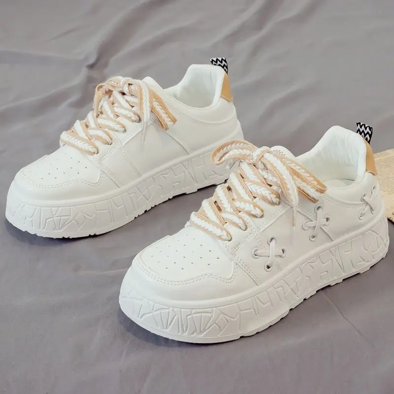 Viral White Platform Sneakers for Women Soft Memory Foam Insoles Social Media Popular Low Top Perfect for Beach Vacations​