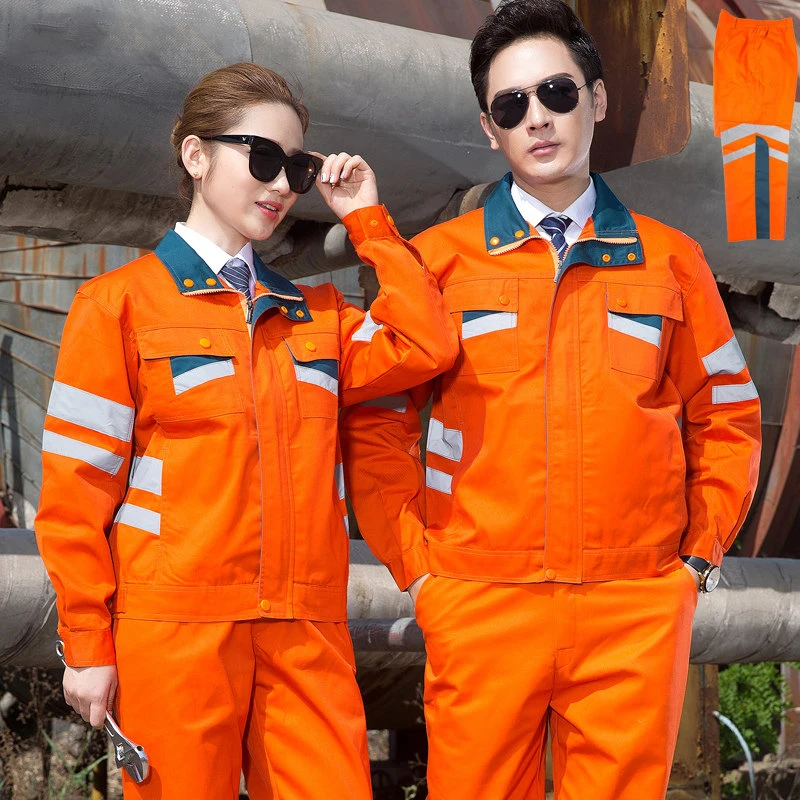 Workwear Clothes Men Long Sleeves Workmen Uniform Car Workshop Repairman Working Suit with Reflective Stripes