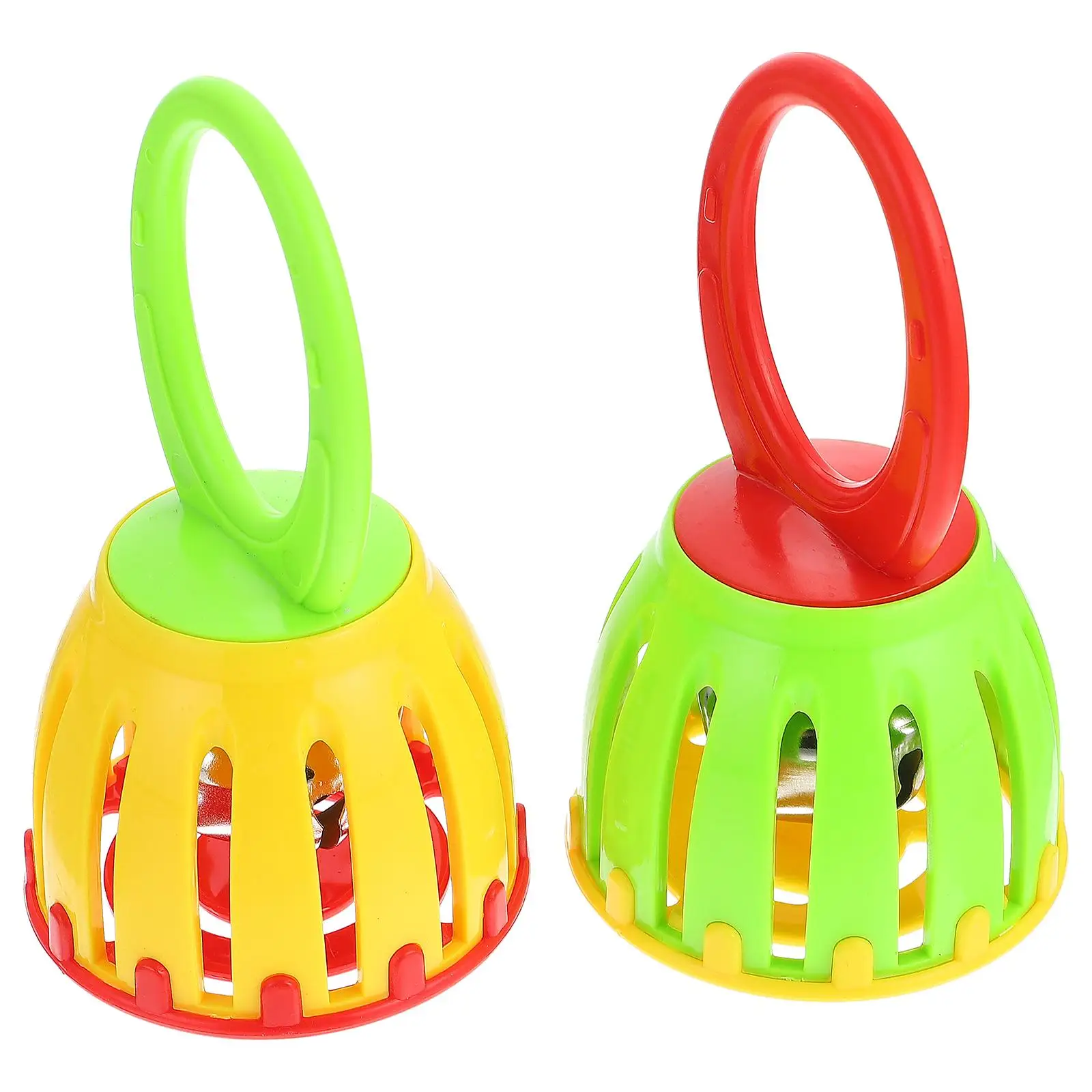 2 Pcs Baby Toys Cage Bell Rattle Hand Grip Handheld Portable Handbell Child