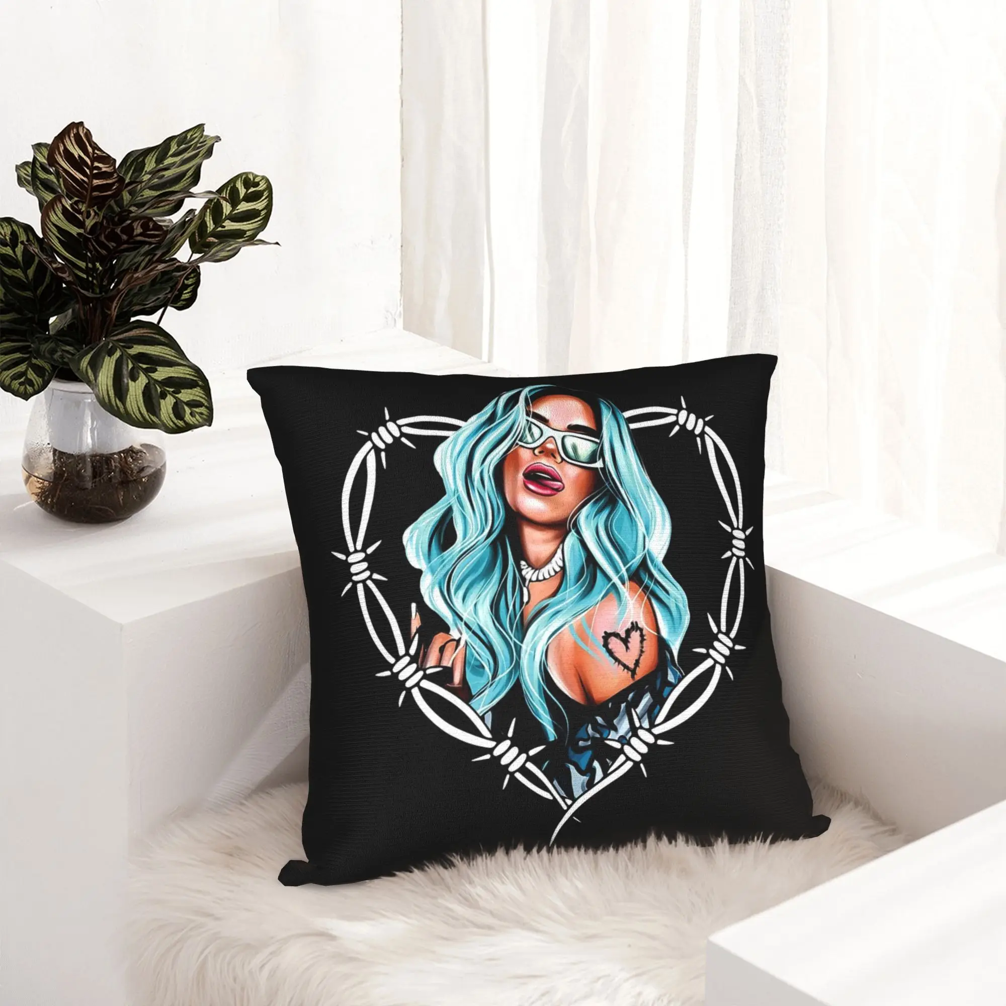 Karol G Bichota Pillowcase Soft Polyester Cushion Cover Decorations  Pillow Case Cover Home Square 18''